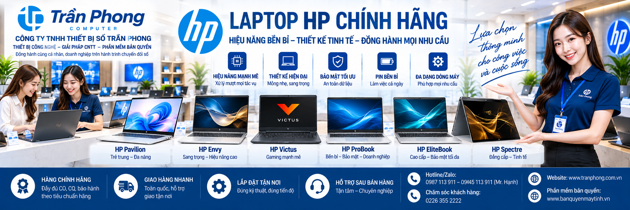Laptop HP chinh hang tai tran phong
