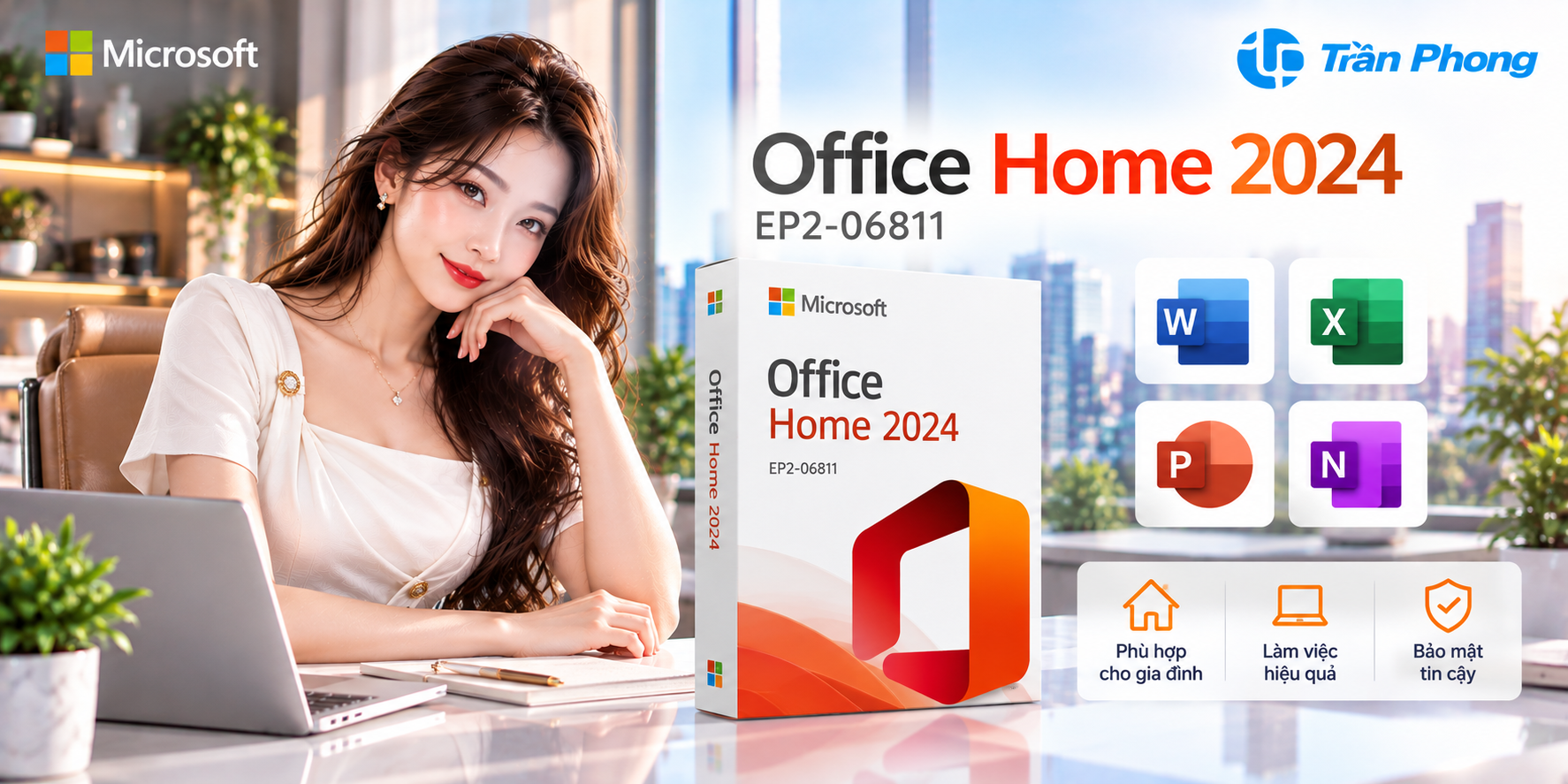 Phần mềm Office Microsoft Home 2024 EP2-06811 (1 thiết bị/ Vĩnh viễn) - Dùng cho cá nhân - Mirosoft Việt Nam