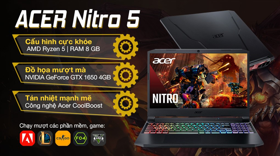 Laptop Acer Nitro 5 Gaming AN515 45 R6EV R5 5600H/