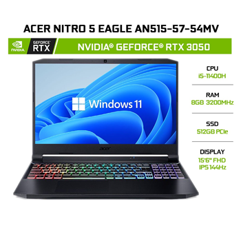 Laptop Gaming Acer Nitro 5 Eagle AN515-57-54MV NH.QENSV.003 (Core i5-11400H | 8GB | 512GB | RTX™ 3050 4GB | 15.6 inch FHD | Win 11 | Đen) 