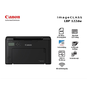 Máy in laser đen trắng Canon LBP122DW (In đảo mặt| A4| A5| USB| LAN| WIFI)