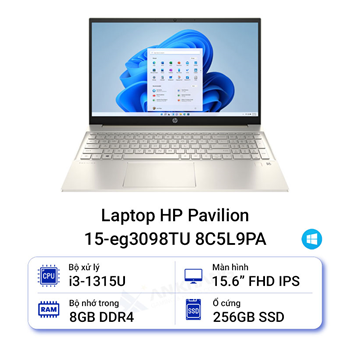 Laptop HP Pavilion 15-eg3098TU 8C5L9PA (Intel Core i3-1315U | 8GB | 256GB | Intel UHD | 15.6 inch FHD | Win 11 | Vàng)