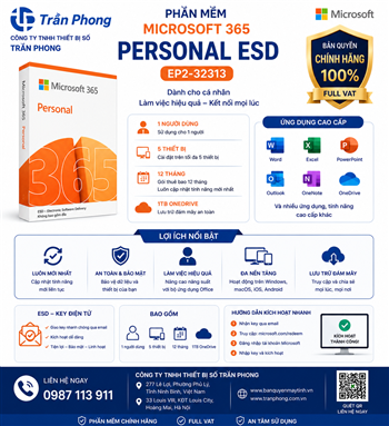 Phần mềm Office Microsoft 365 Personal EP2-32313(1 người/ 5 thiết bị/ 12 tháng)