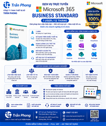 Dịch vụ trực tuyến Microsoft 365 Business Standard (1 User/ 12 tháng)