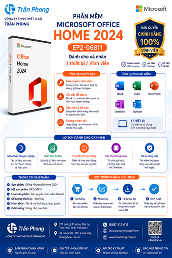 Phần mềm Office Microsoft Home 2024 EP2-06811 (1 thiết bị/ Vĩnh viễn) - Dùng cho cá nhân