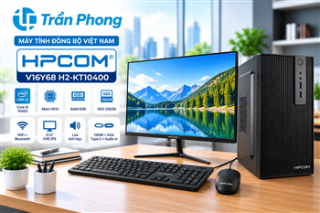 Máy tính đồng bộ thương hiệu Việt Nam HPCOM V16Y68 H2 KT10400, Intel Core i5-10400, RAM 8GB, SSD 256GB, Wi-Fi, Bluetooth và màn hình 21,5 inch Full HD IPS
